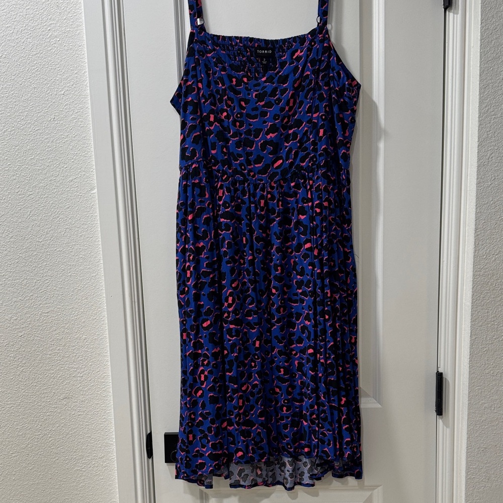 torrid Blue & Pink Leopard-Print Midi Dress